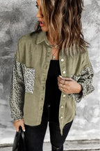 White Contrast Leopard Denim Jacket - Fashionfitz