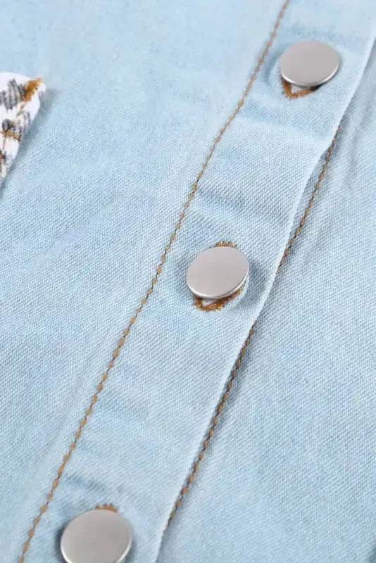 White Contrast Leopard Denim Jacket - Fashionfitz