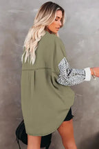 White Contrast Leopard Denim Jacket - Fashionfitz