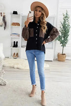 White Contrast Leopard Denim Jacket - Fashionfitz