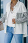 White contrast leopard denim jacket - outerwear