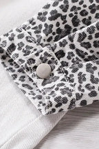 White Contrast Leopard Denim Jacket - Fashionfitz