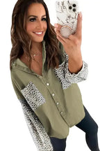 White Contrast Leopard Denim Jacket - Fashionfitz