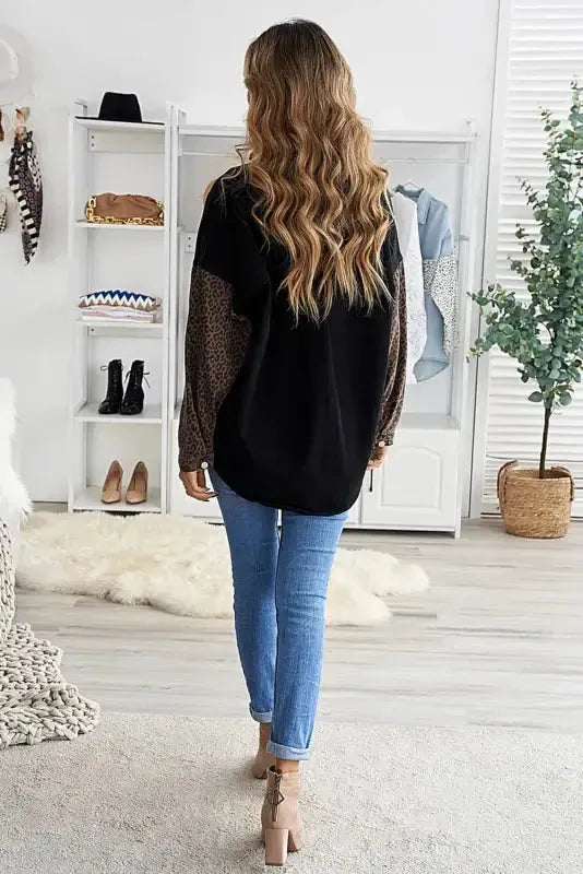 White Contrast Leopard Denim Jacket - Fashionfitz