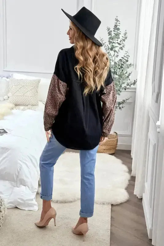 White Contrast Leopard Denim Jacket - Fashionfitz