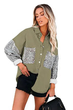 White Contrast Leopard Denim Jacket - Fashionfitz