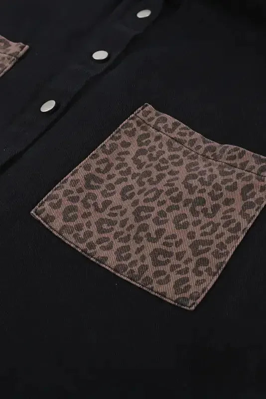 White Contrast Leopard Denim Jacket - Fashionfitz