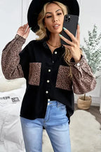 White Contrast Leopard Denim Jacket - Fashionfitz