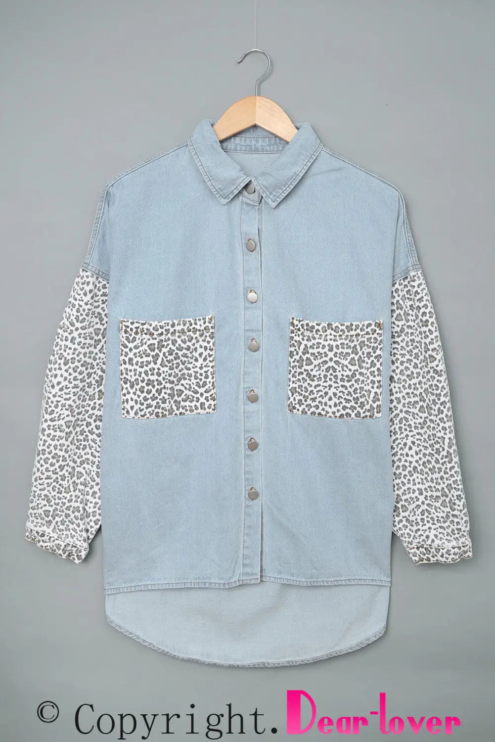 White contrast leopard denim jacket - outerwear