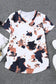 White cow pattern print short sleeve v neck t shirt: relax in style with abstract cow design