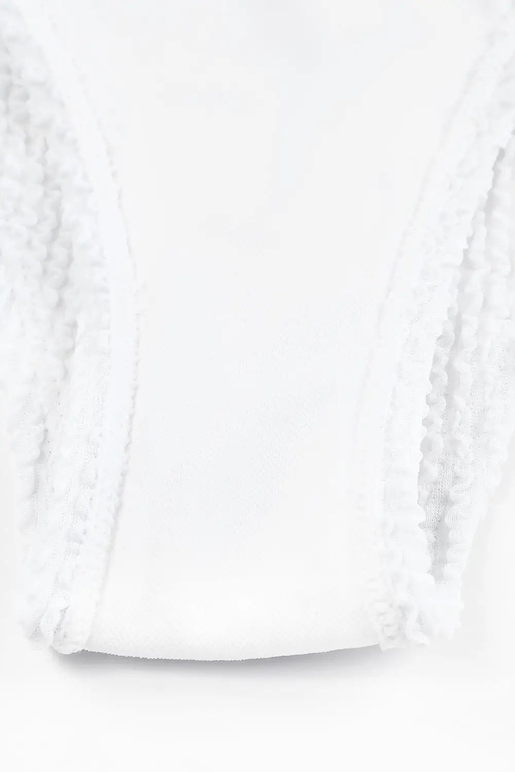 White crinkle textured asymmetric one shoulder bikini swimsuit - bikinis