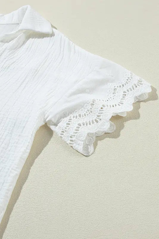 White crinkled lace blouse - tops/blouses & shirts