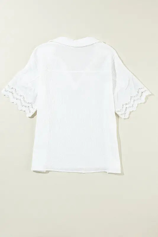 White crinkled lace blouse - tops/blouses & shirts