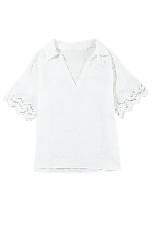 White crinkled lace blouse - tops/blouses & shirts