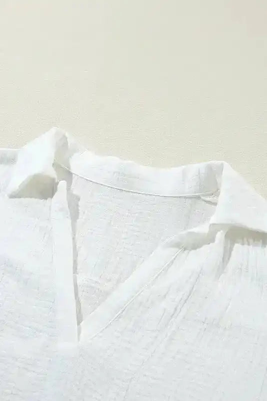 White Crinkled Lace Blouse - Fashionfitz