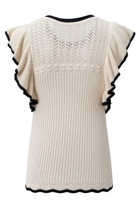 White crochet eyelet flounce tank top - tops/tank tops