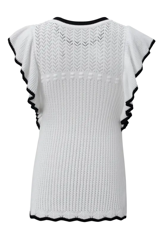 White crochet eyelet flounce tank top - tops/tank tops