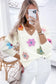 White crochet flower v-neck jumper | women’s jumpers