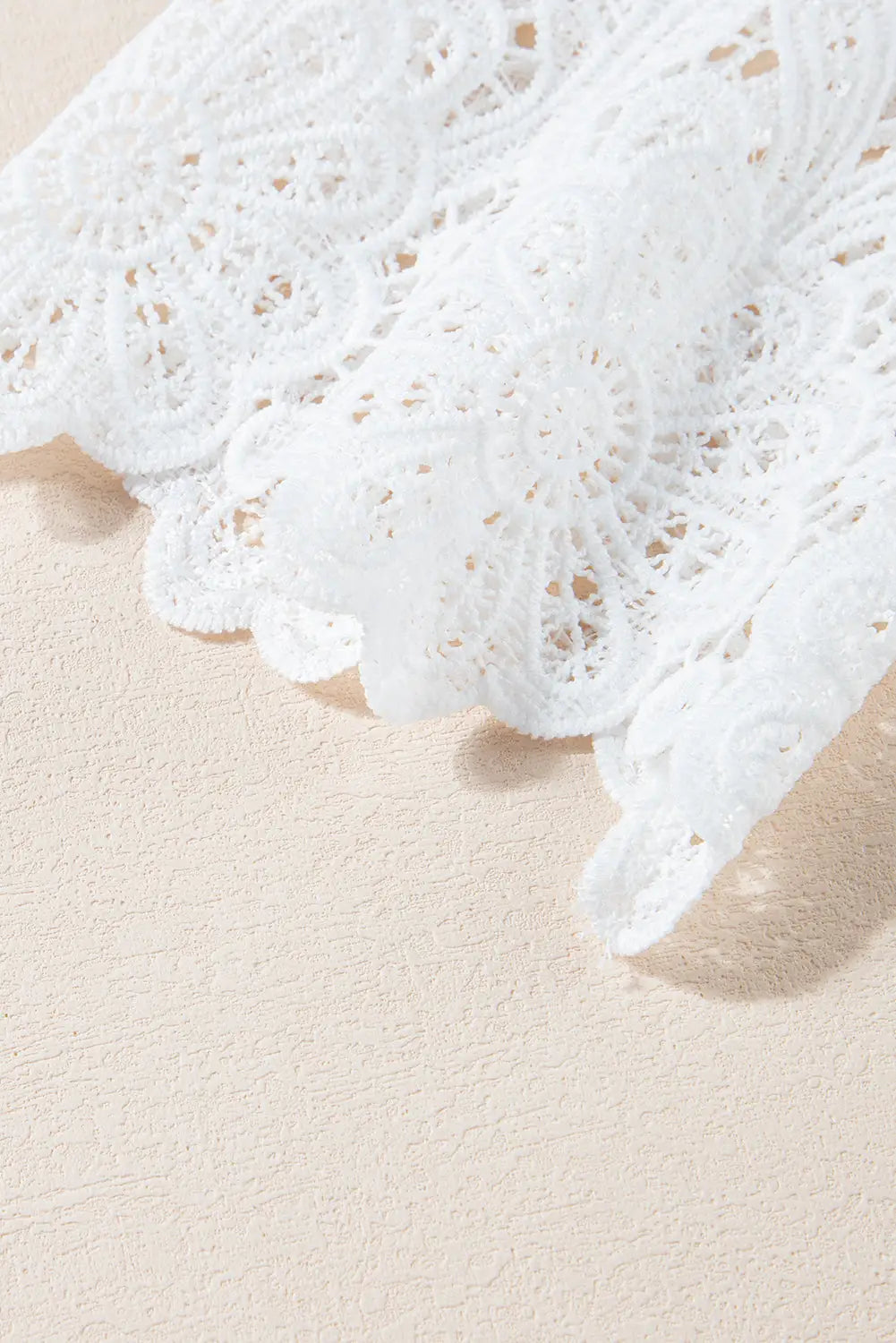 White crochet lace short sleeve blouse - tops