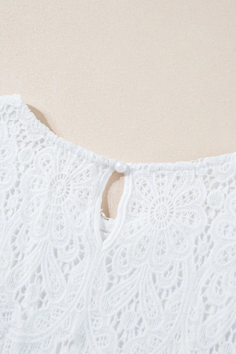 White crochet lace short sleeve blouse - tops