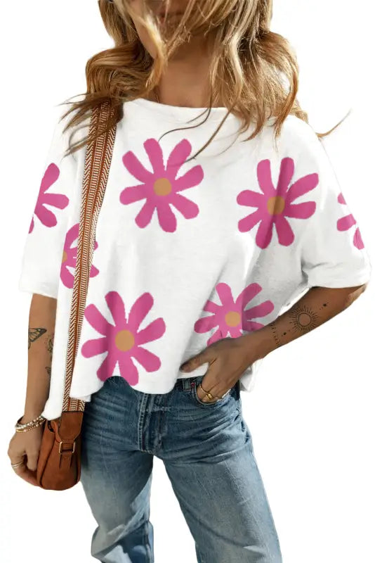 White daisy casual t shirt - tops/tops & tees