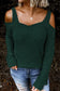 White dew shoulder knitted sweater - green / s / 55% acrylic + 45% cotton - sweaters & cardigans