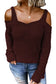 White dew shoulder knitted sweater - sweaters & cardigans