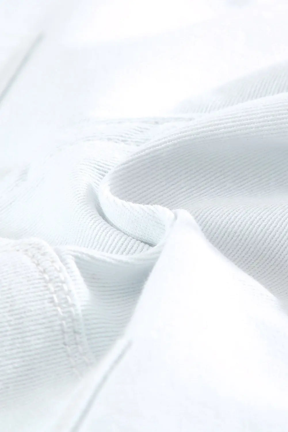 White distressed frayed denim shorts