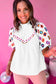 White embroidered smocked neck puff sleeve top - tops/tops & tees