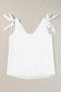 White embroidery knotted straps v neck tank top - tops/tank tops