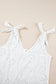 White embroidery knotted straps v neck tank top - tops/tank tops