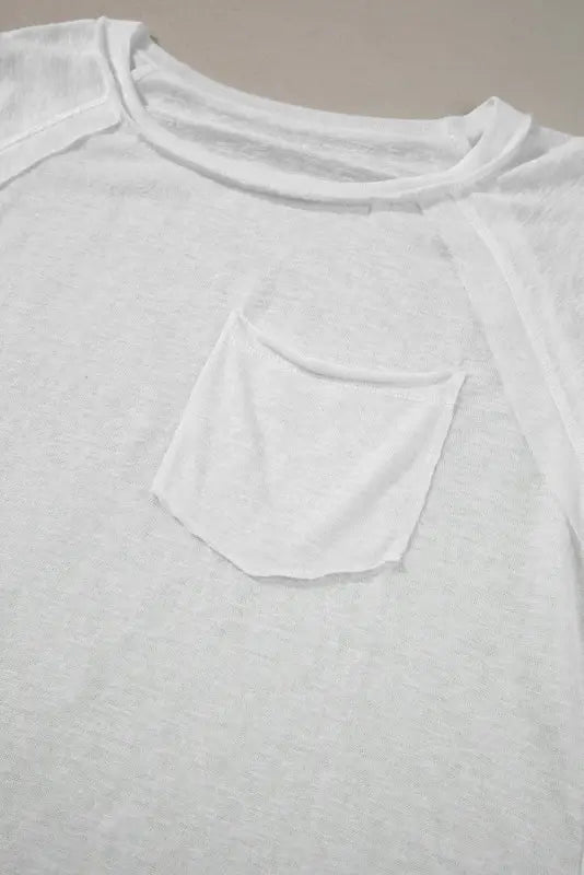 White exposed seam loose t-shirt - t-shirts