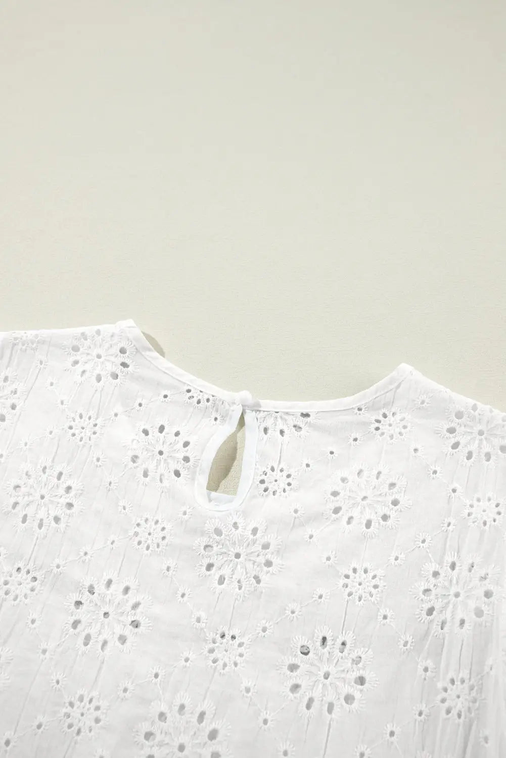White eyelet embroidered flutter sleeve blouse - tops/blouses & shirts