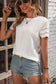 White eyelet embroidery scalloped short sleeve top - t-shirts