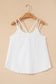 White eyelet strappy scoop - neck tank top