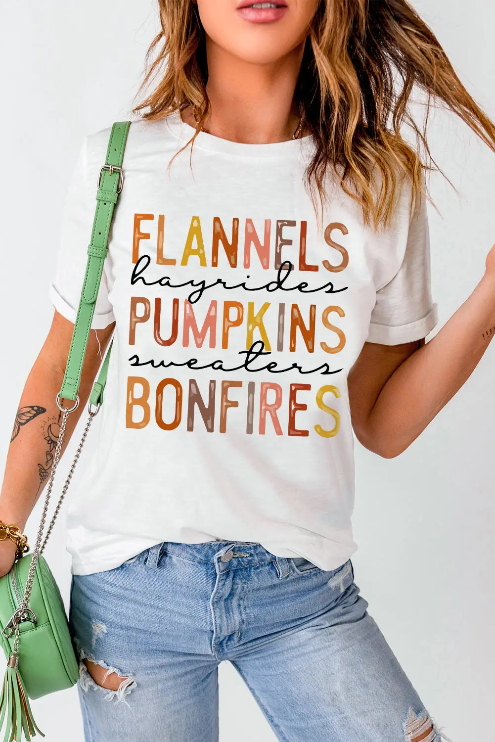 White flannels hayrides pumpkins sweaters bonfires graphic