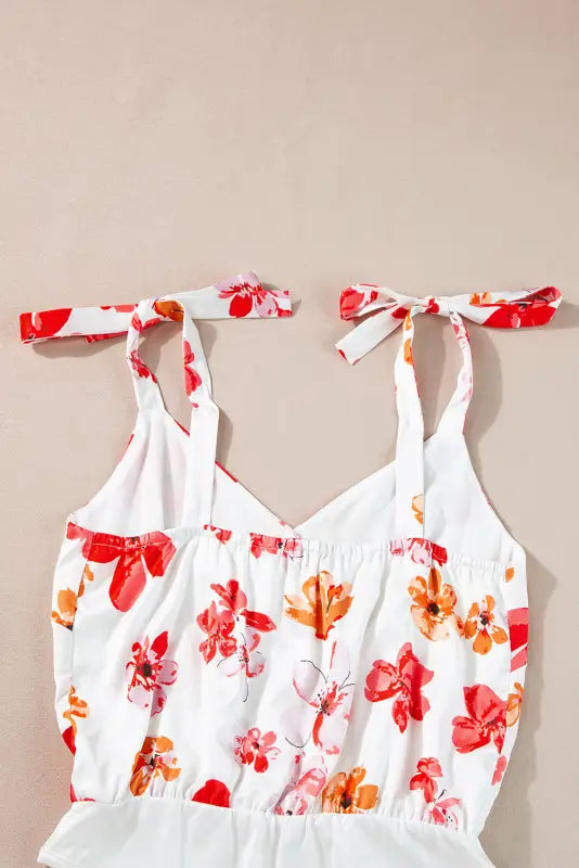 White floral bodysuit - button wrap sleeveless - bodysuits