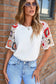 White floral crochet short sleeve top - tops/tops & tees