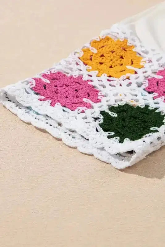 White Floral Crochet T-Shirt Dress - Fashionfitz