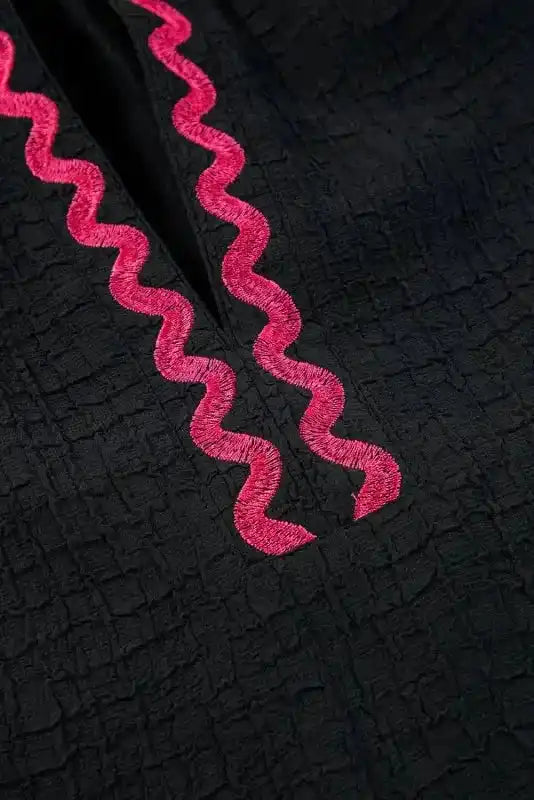 White Floral Embroidered Blouse - Ricrac Puff Sleeve Textured - Fashionfitz