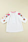 White floral embroidered blouse - ricrac puff sleeve textured - tops/blouses & shirts