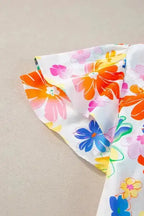 White Floral Flutter Top - Fashionfitz