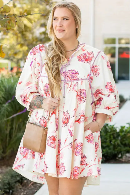 White floral grace mini dress