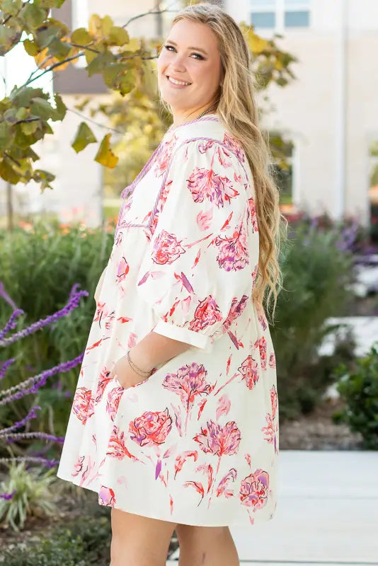 White floral grace mini dress