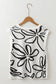 White floral knitted top - button sides sleeveless