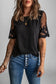 White floral lace sleeve patchwork top - t-shirts