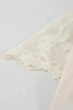 White Floral Lace Sleeve Patchwork Top - Fashionfitz