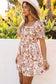 White floral print bow knot backless square neck mini dress - dresses