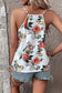 White floral print lace v neck tank top - tops/tank tops