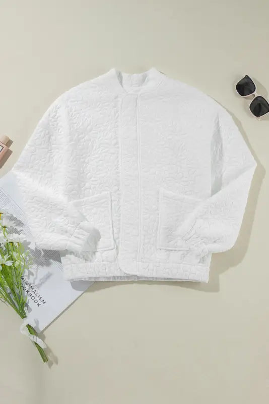 White floral quilted jacket | lightweight jackets | fashionfitz